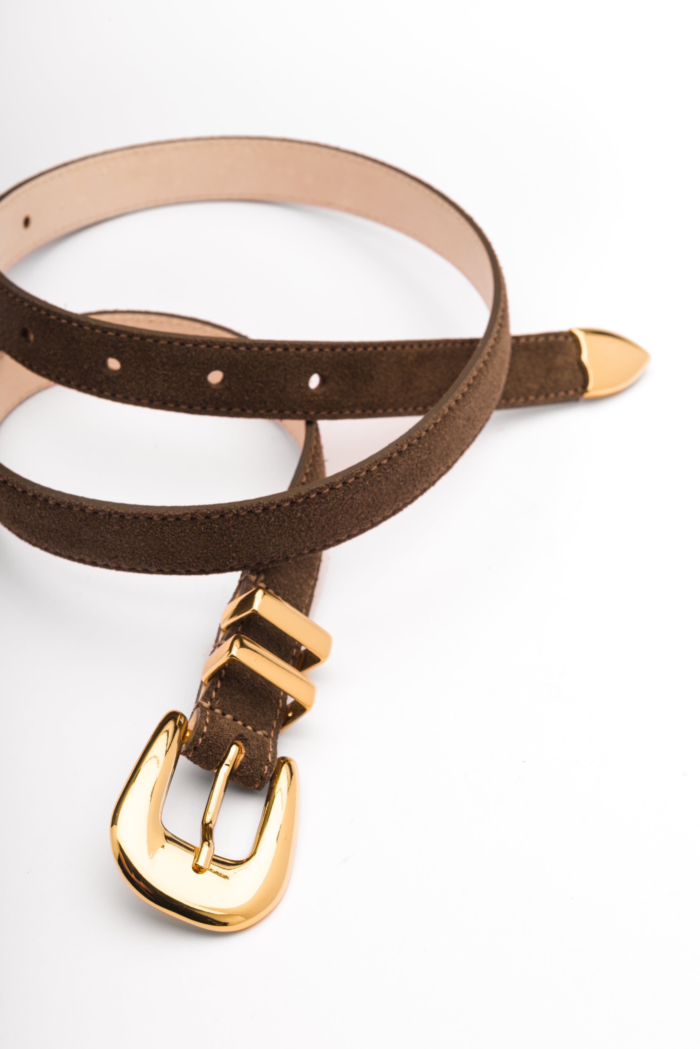 Sofia slim brown suede western waist belt