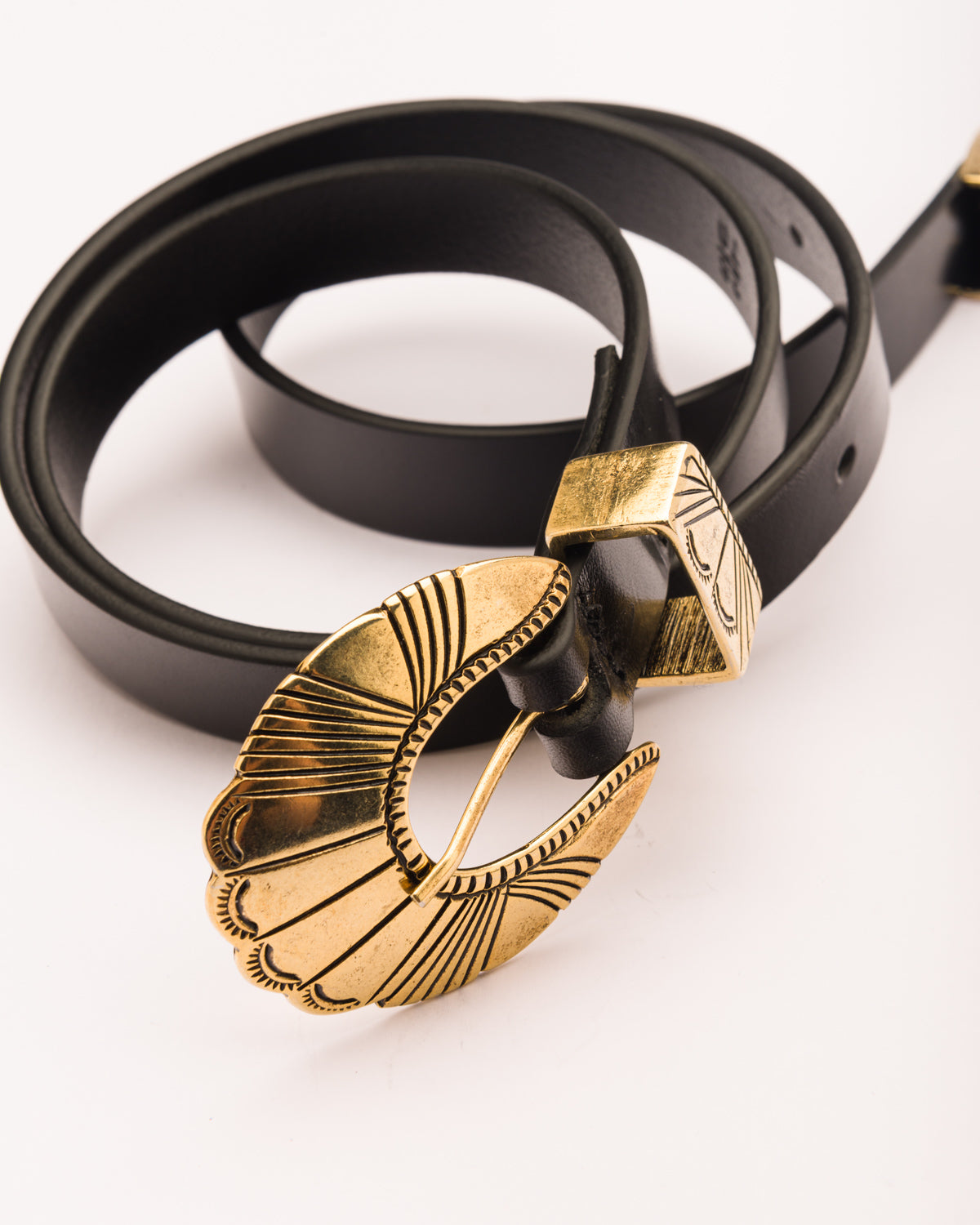 India black slim leather waist belt