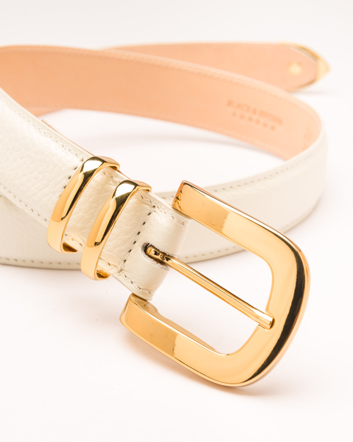 Felicity gold buckle white leather belt