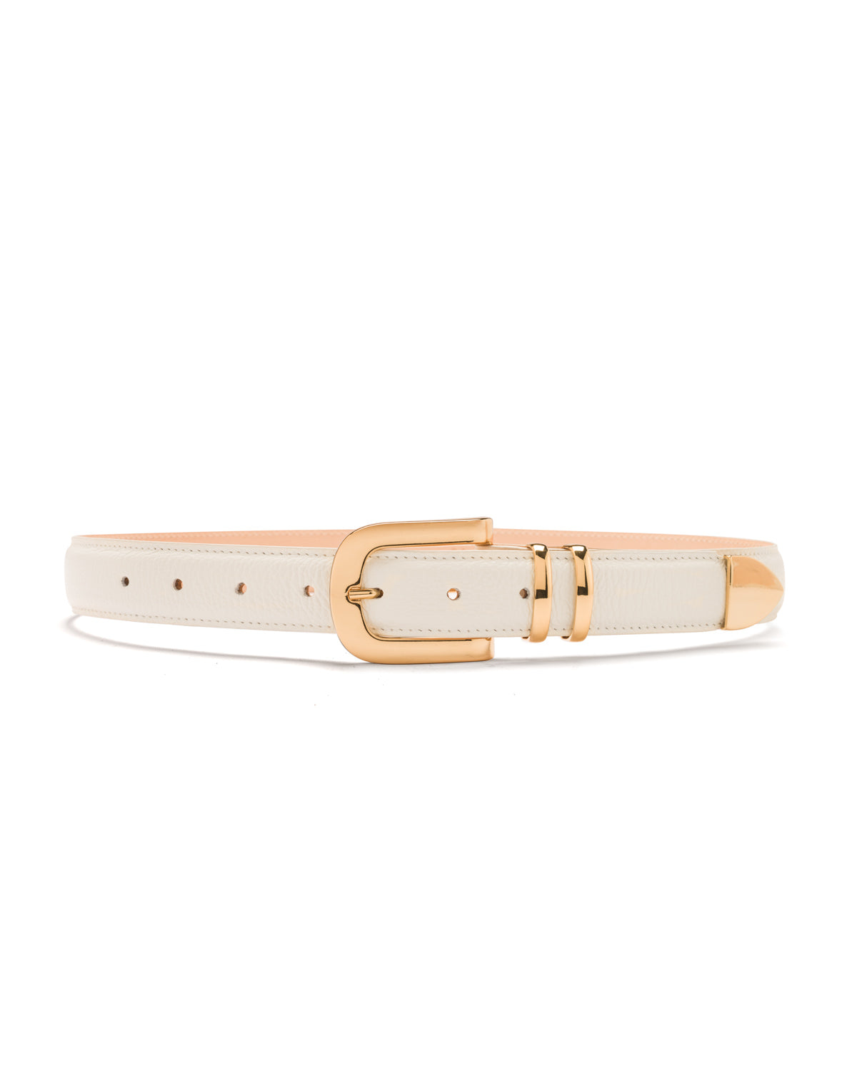 Felicity gold buckle white leather belt