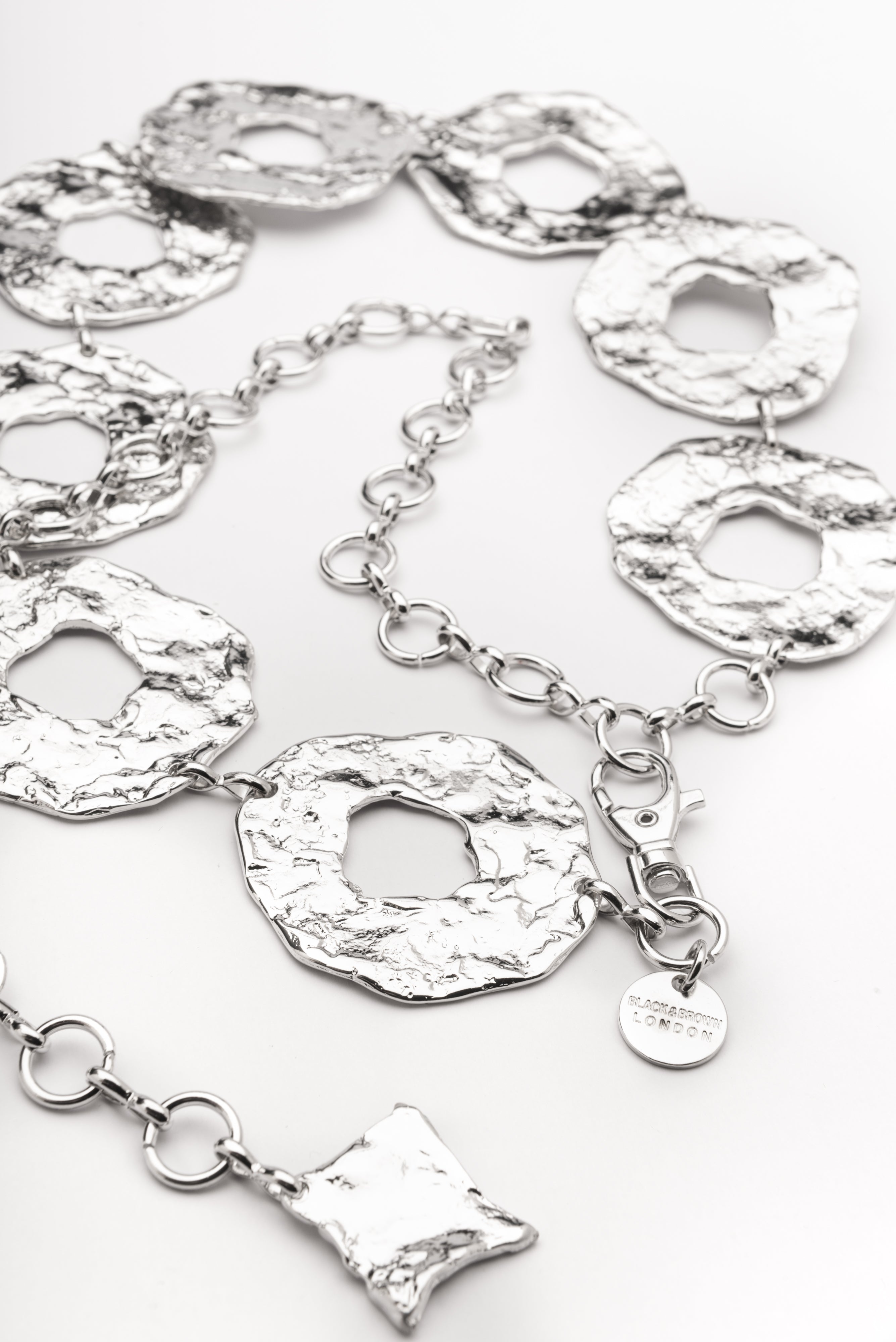 Harloe silver discs chain belt