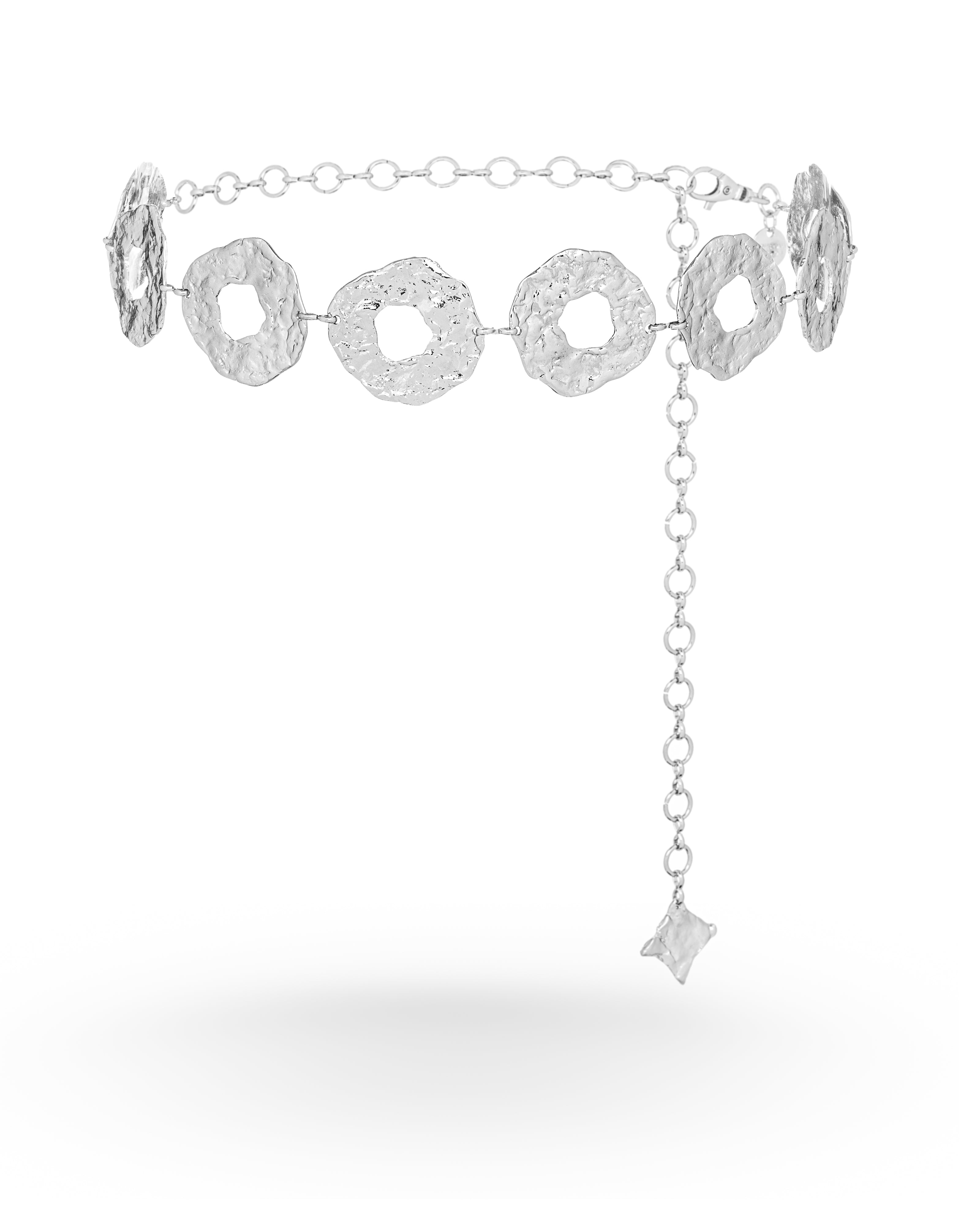 Harloe silver discs chain belt