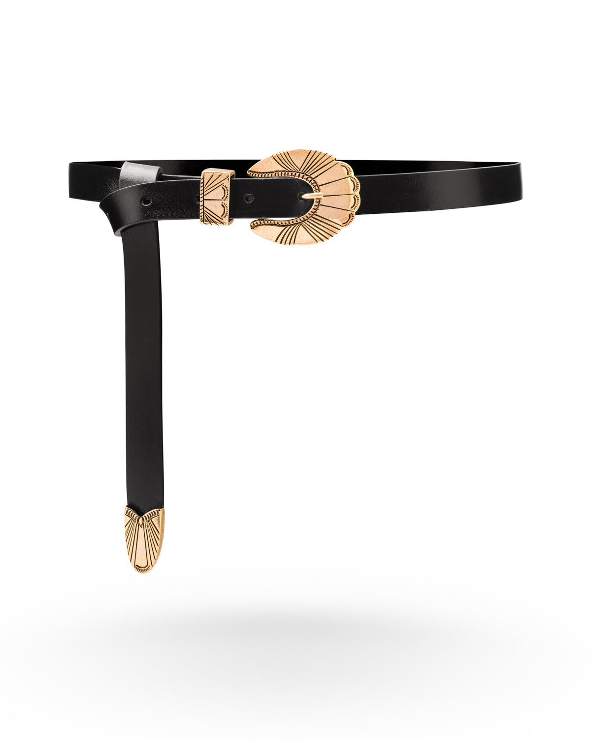 India black slim leather waist belt