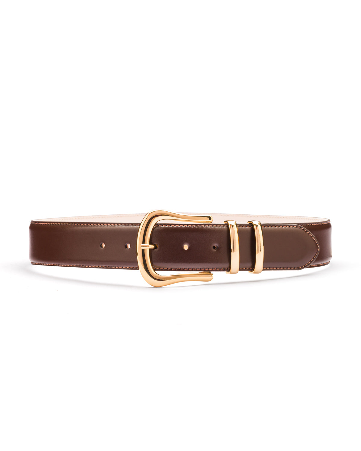 Marina gold buckle brown leather waist belt Black Brown London