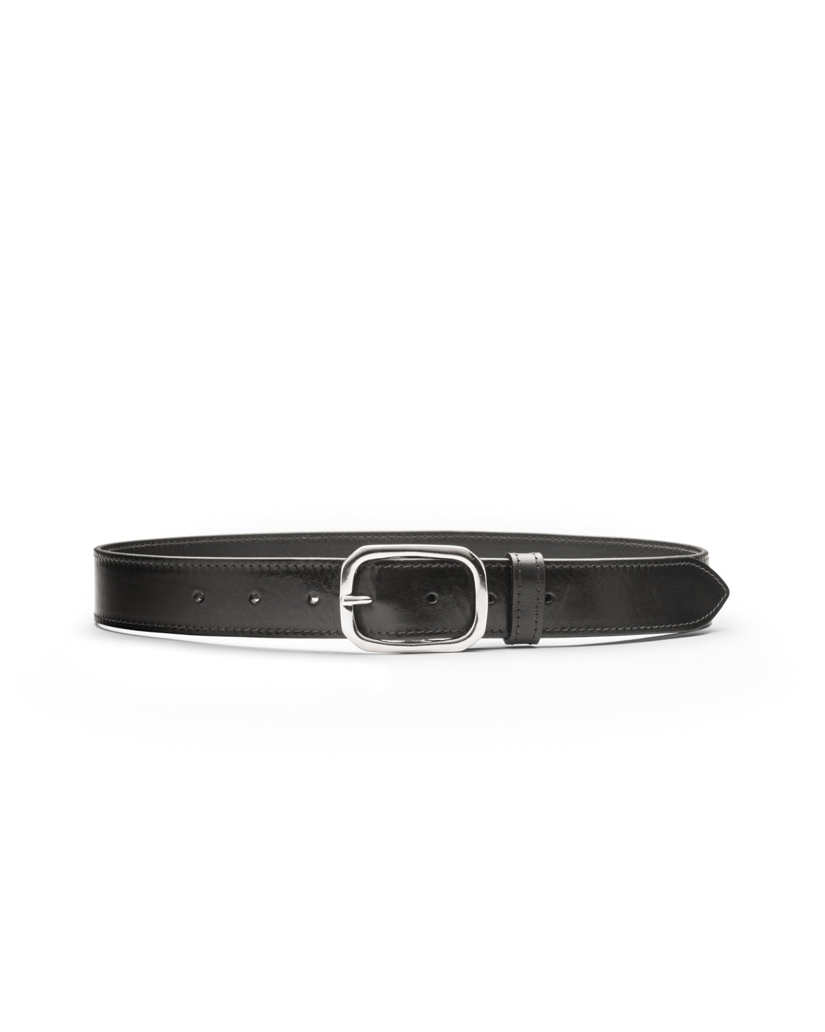 Isabella black leather silver buckle waist belt