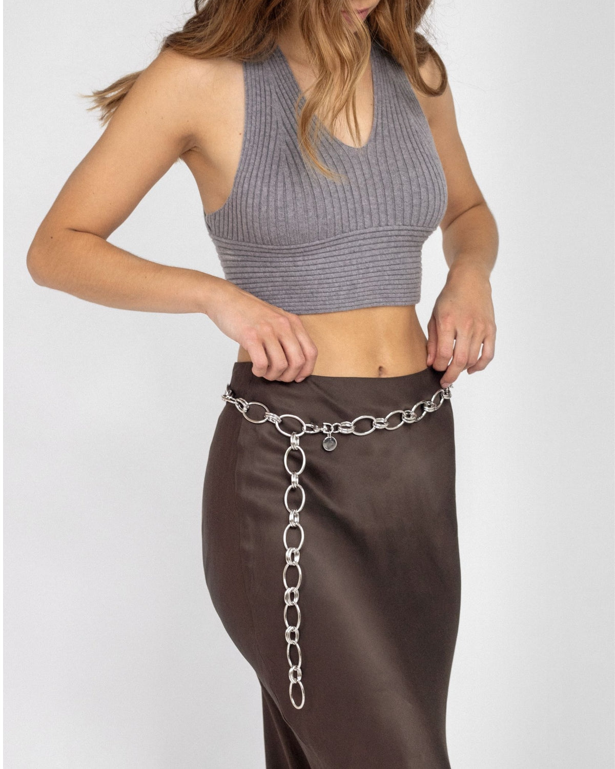 Clara II silver chain belt