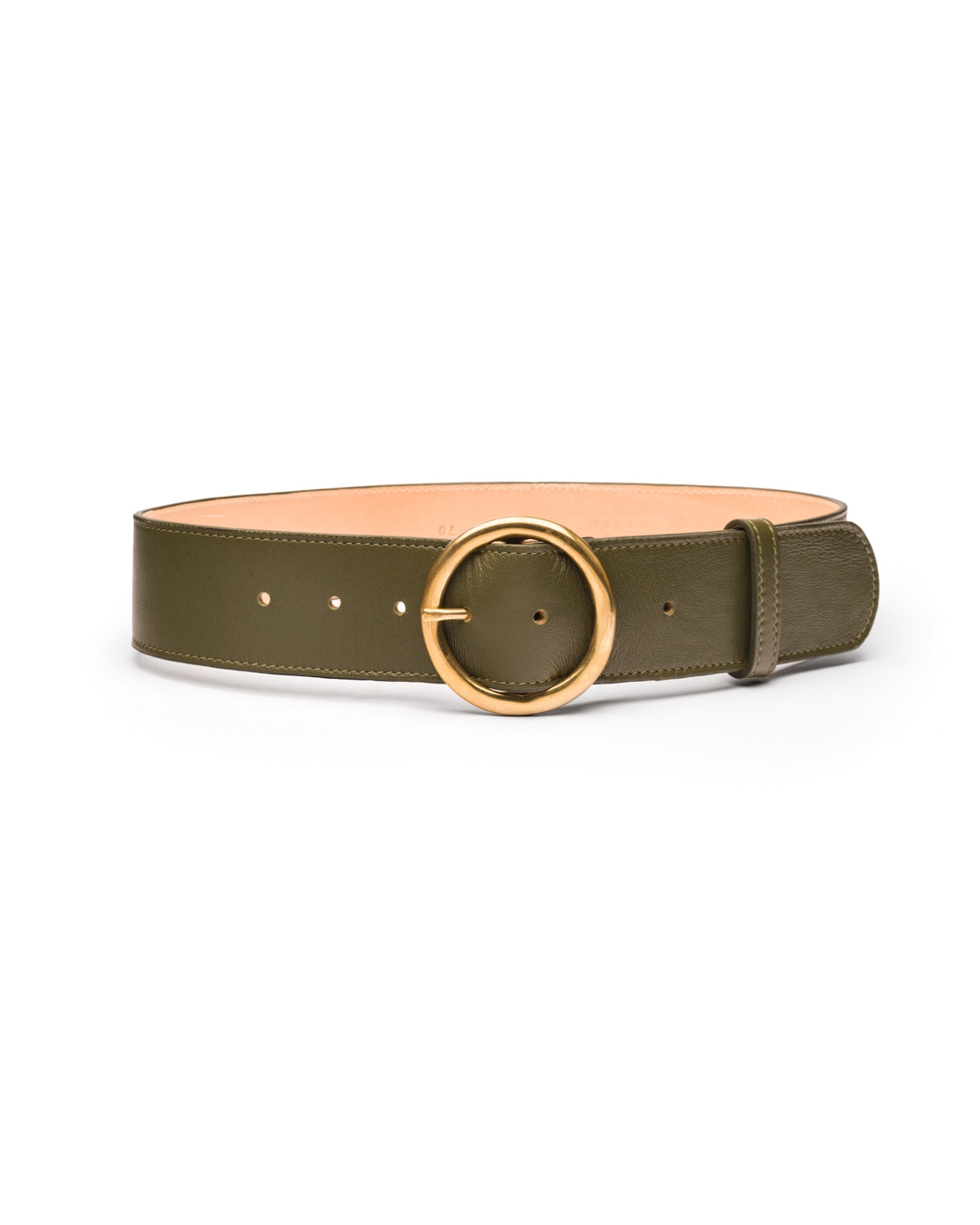 Hannah khaki green leather waist belt