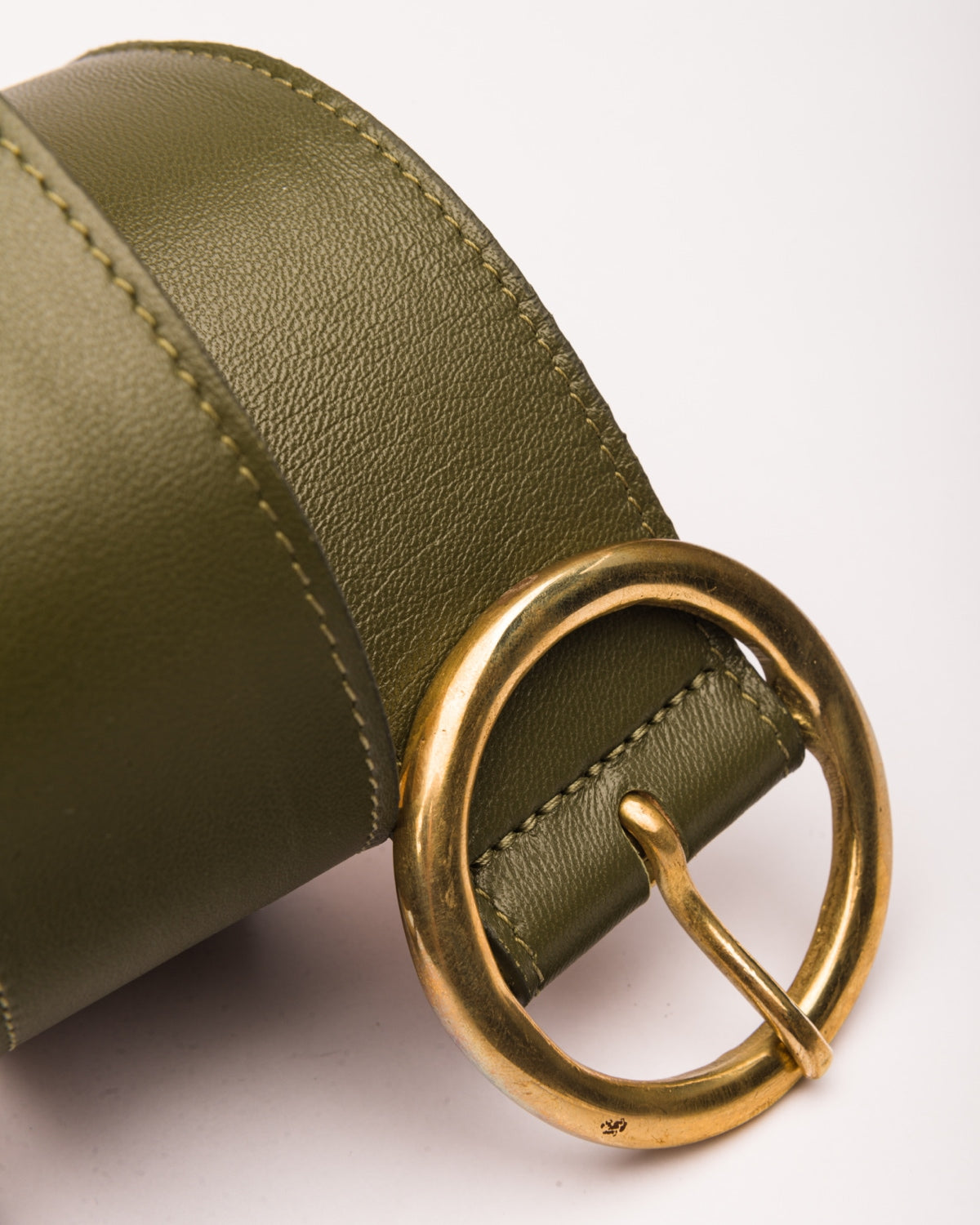 Hannah khaki green leather waist belt