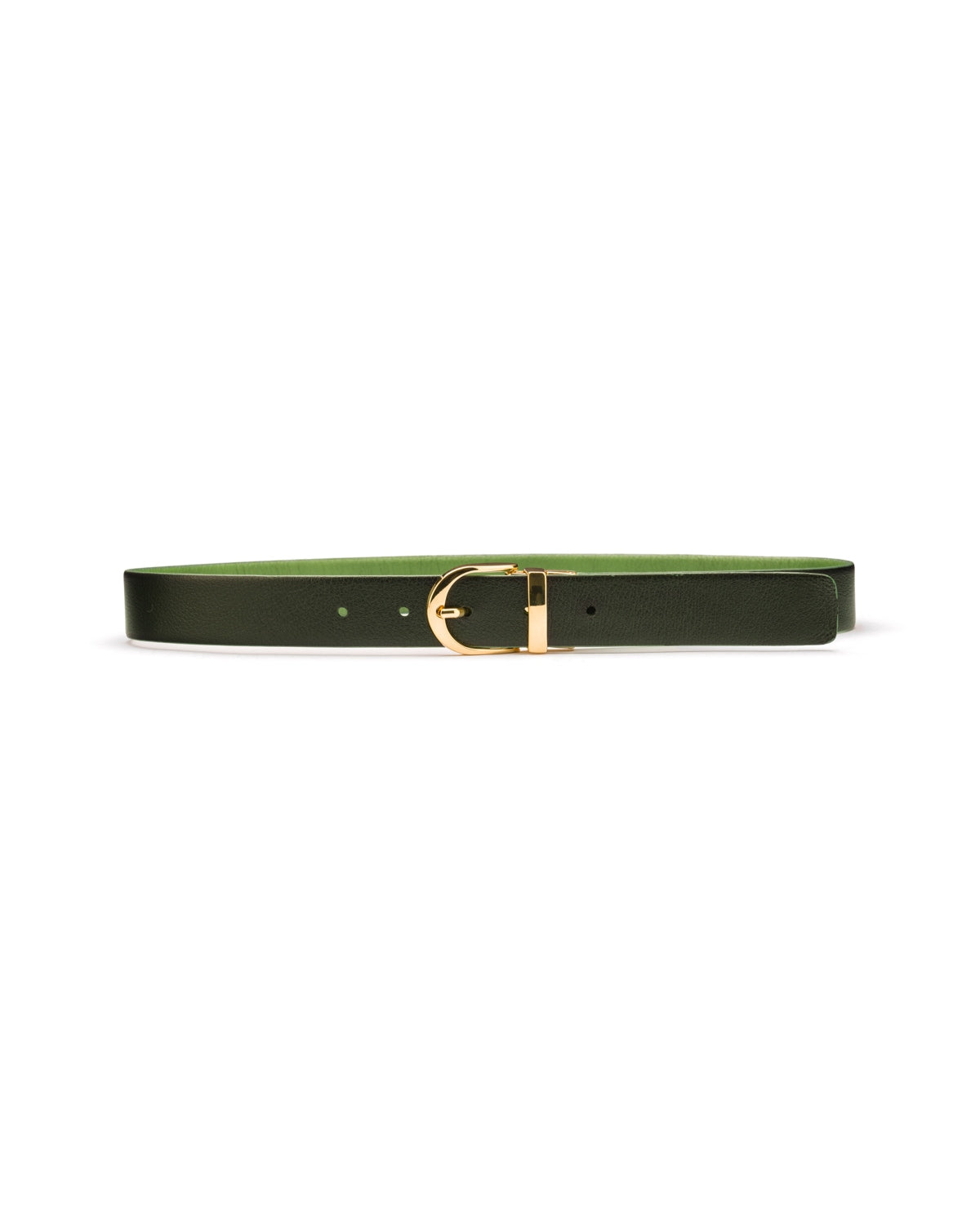 Hollie reversible green leather belt