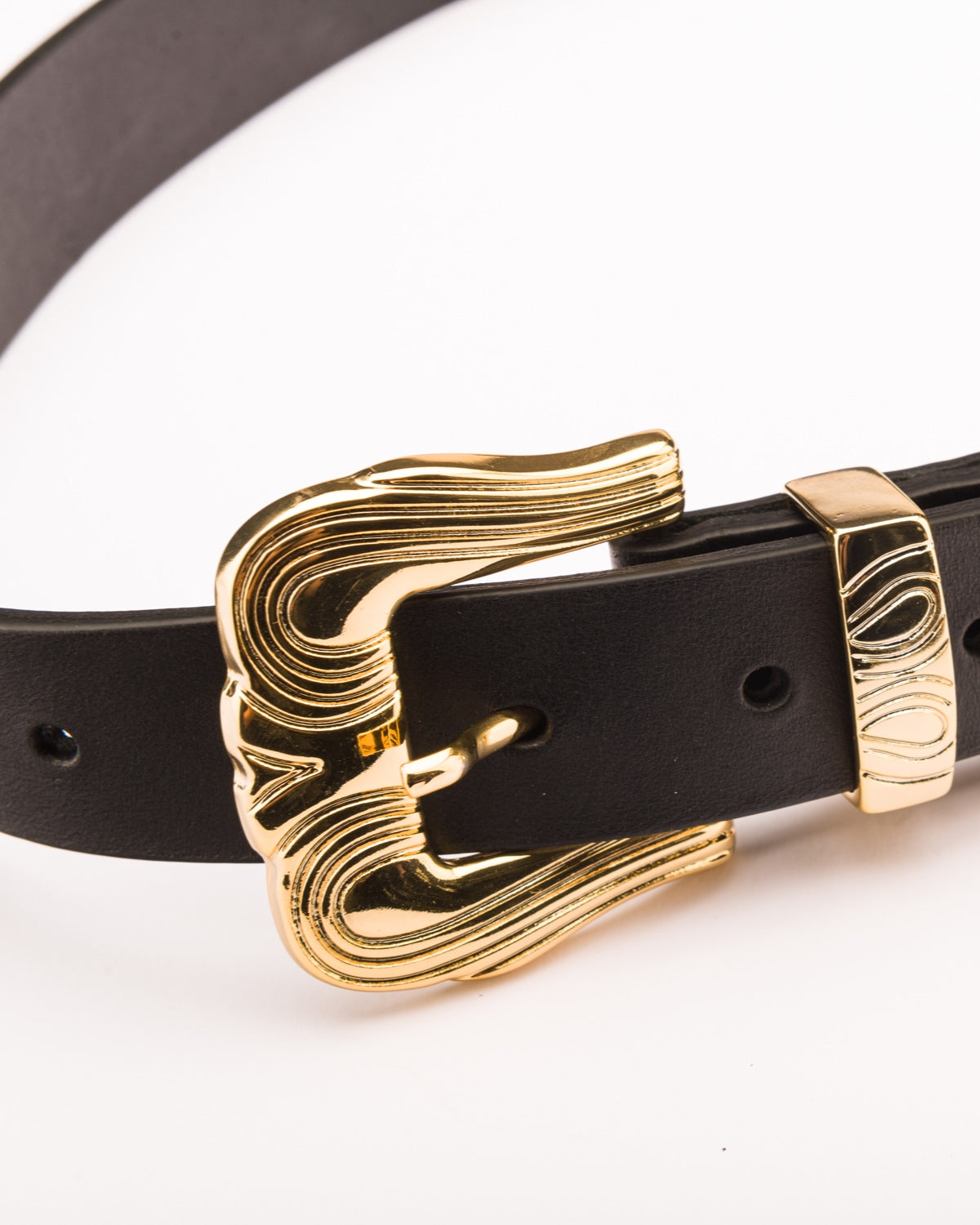 India black leather waist belt