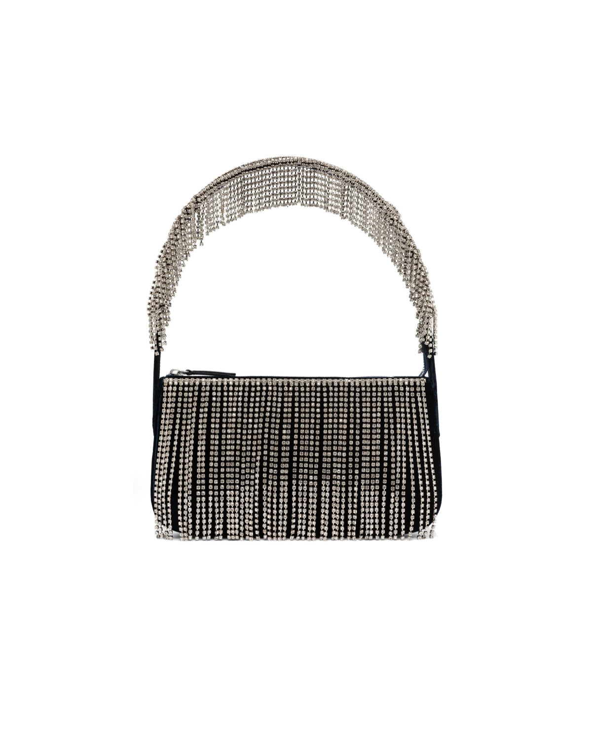 Jennifer crystal fringe navy velvet bag