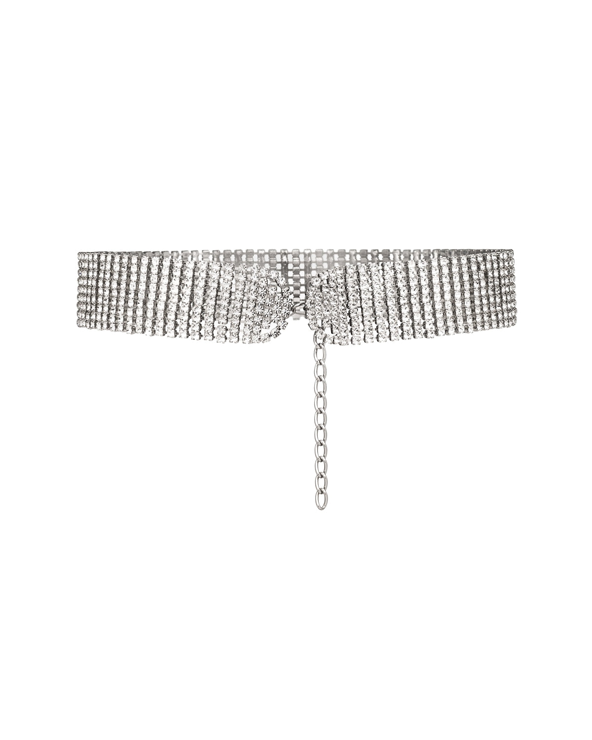 Kate silver crystal waist belt Black Brown London