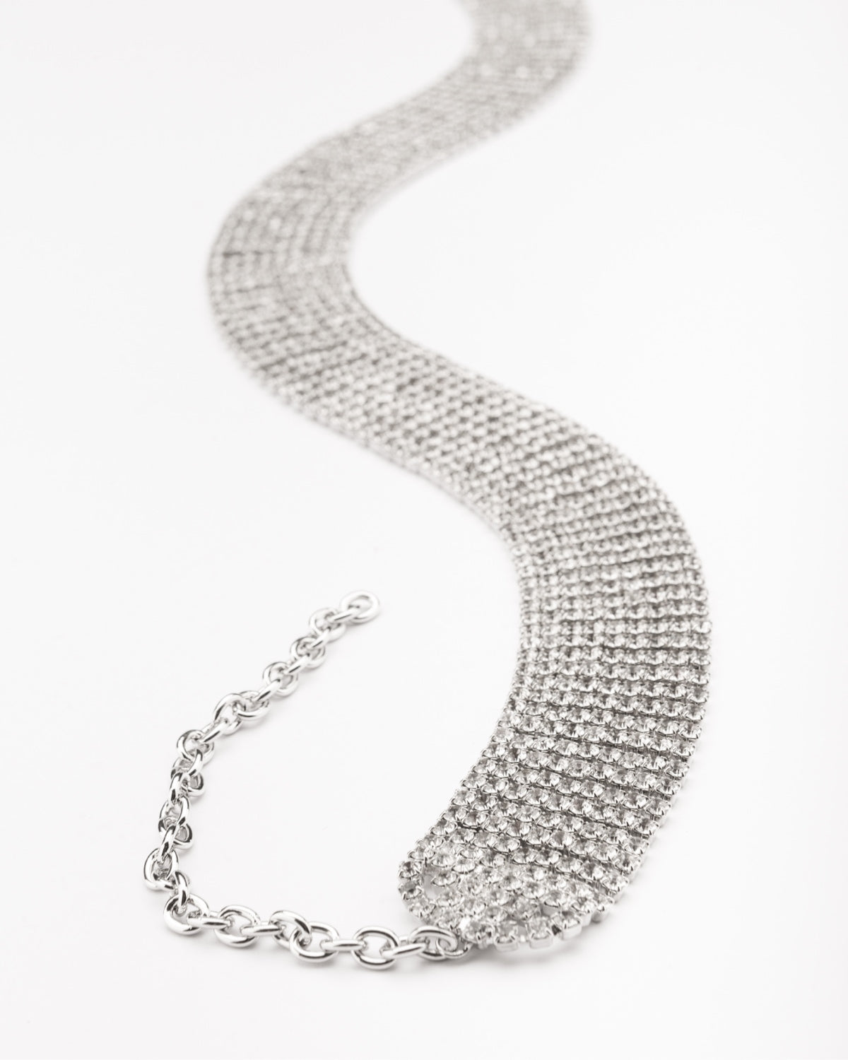 Kate crystal silver metal belt