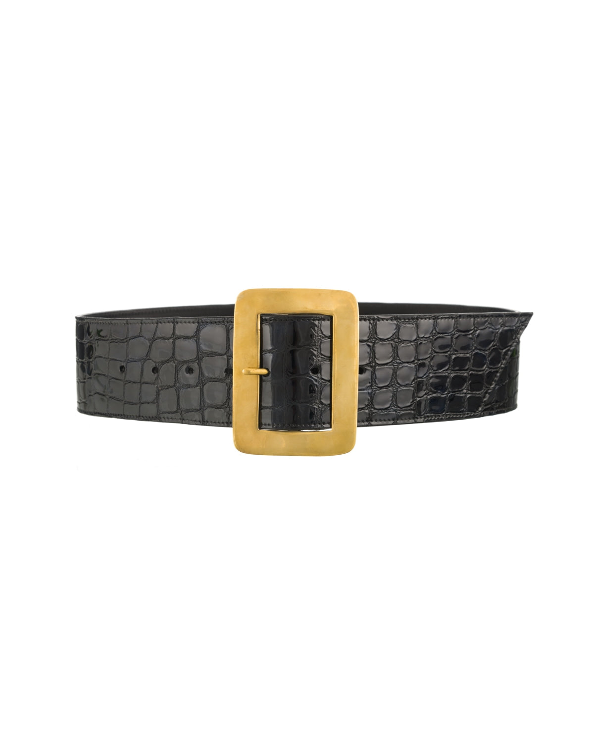Maria wide croc patent belt
