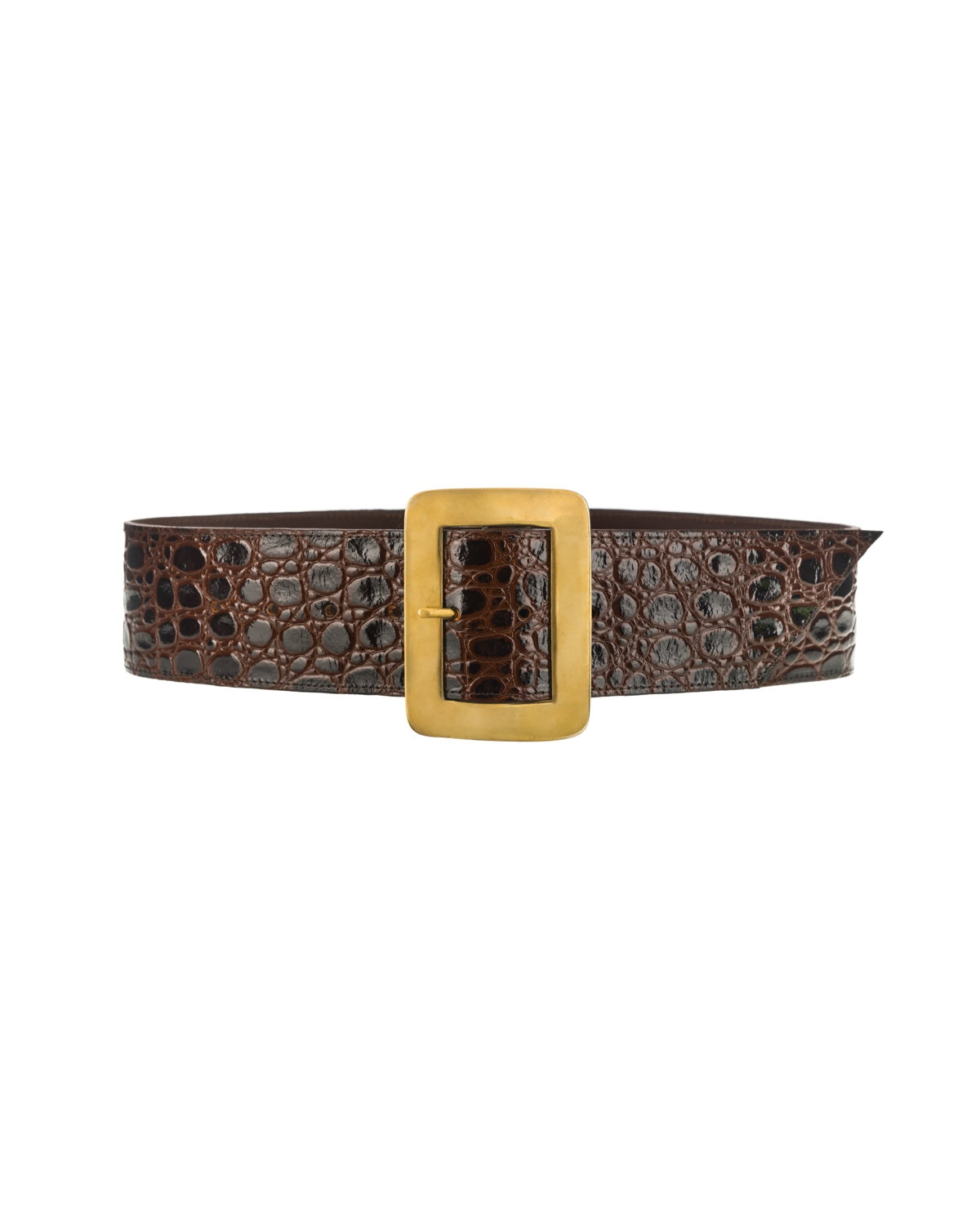 Maria wide croc patent belt