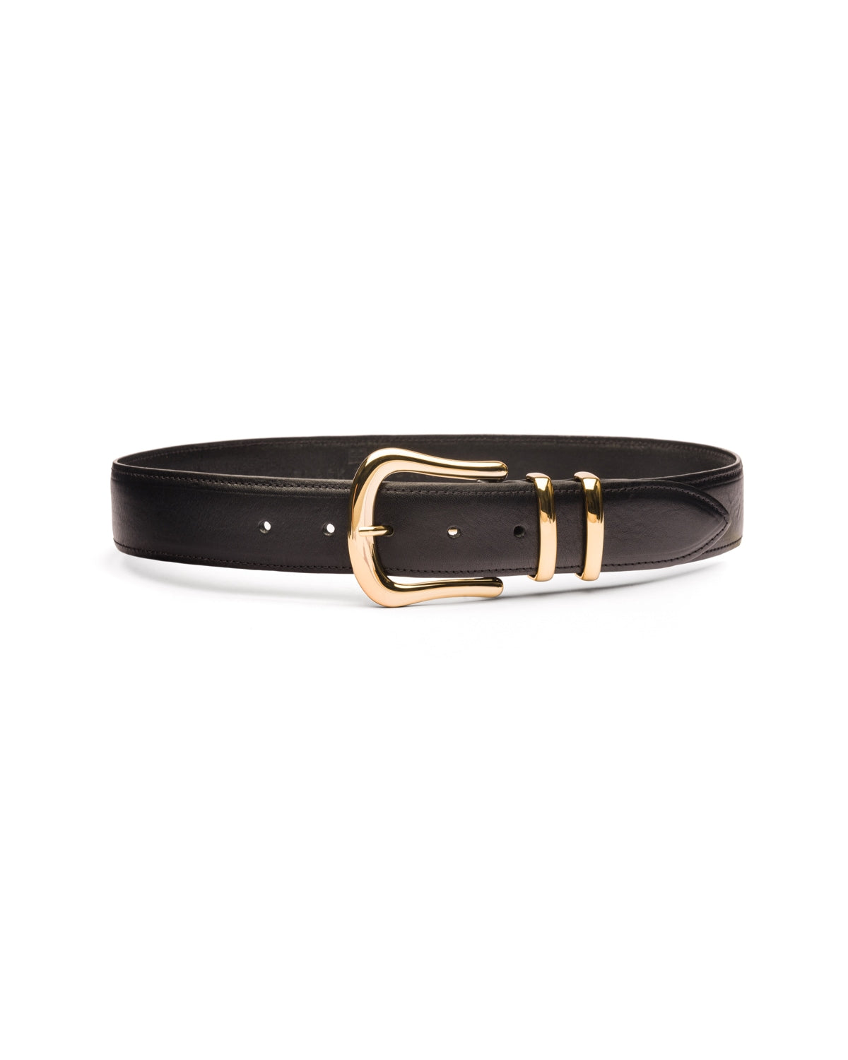 Marina black leather waist belt