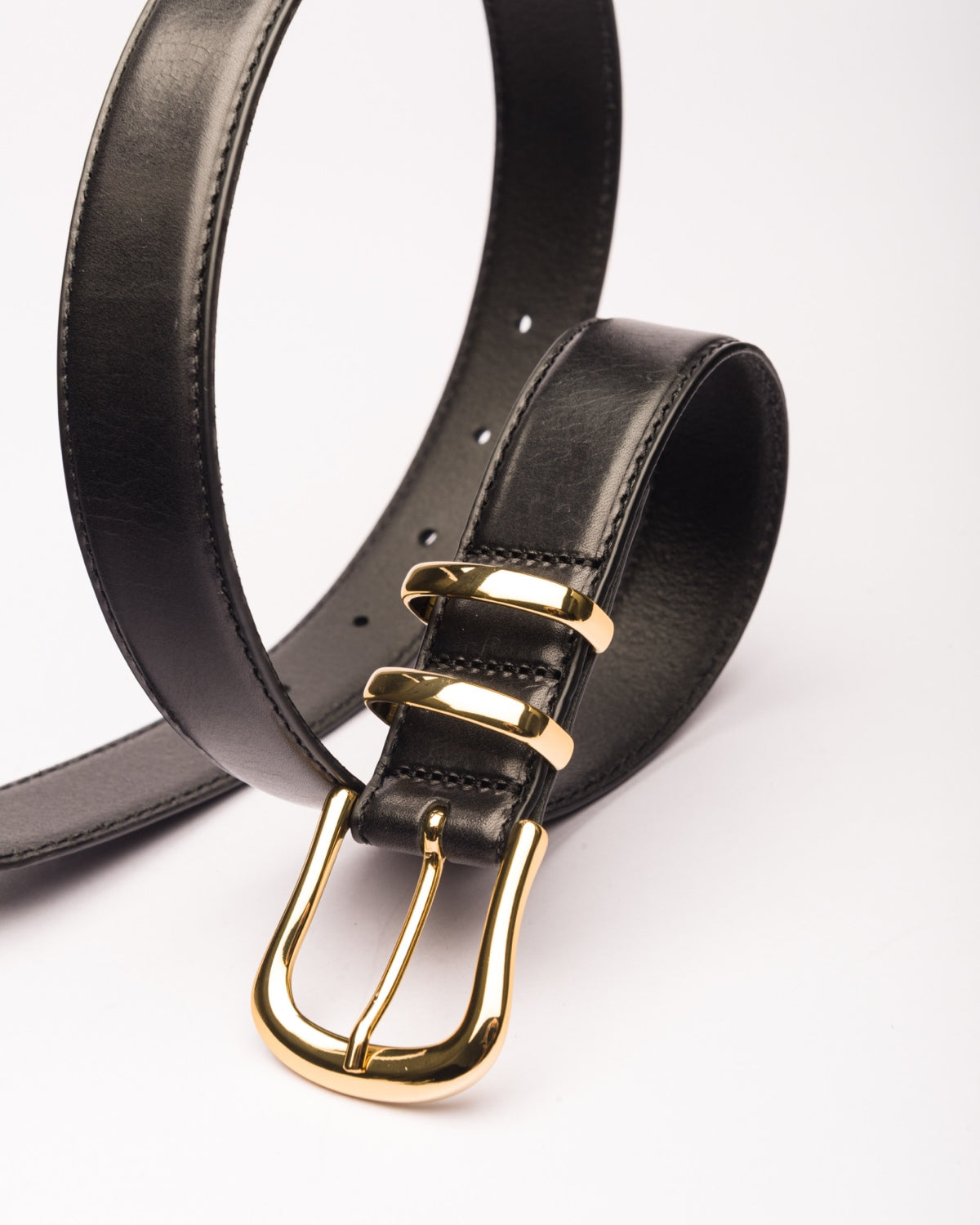 Marina II slim black leather waist belt