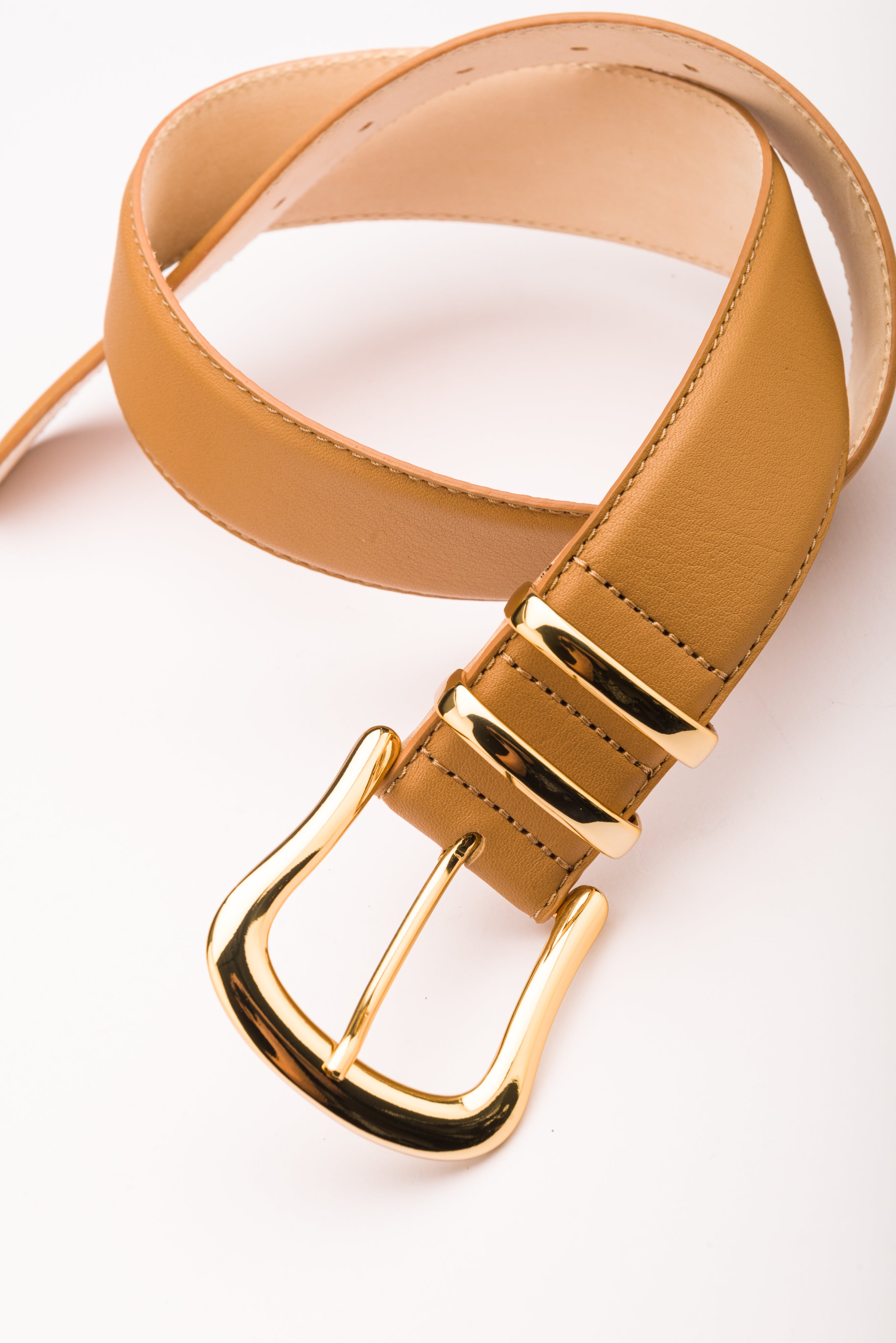 Marina camel leather waist belt