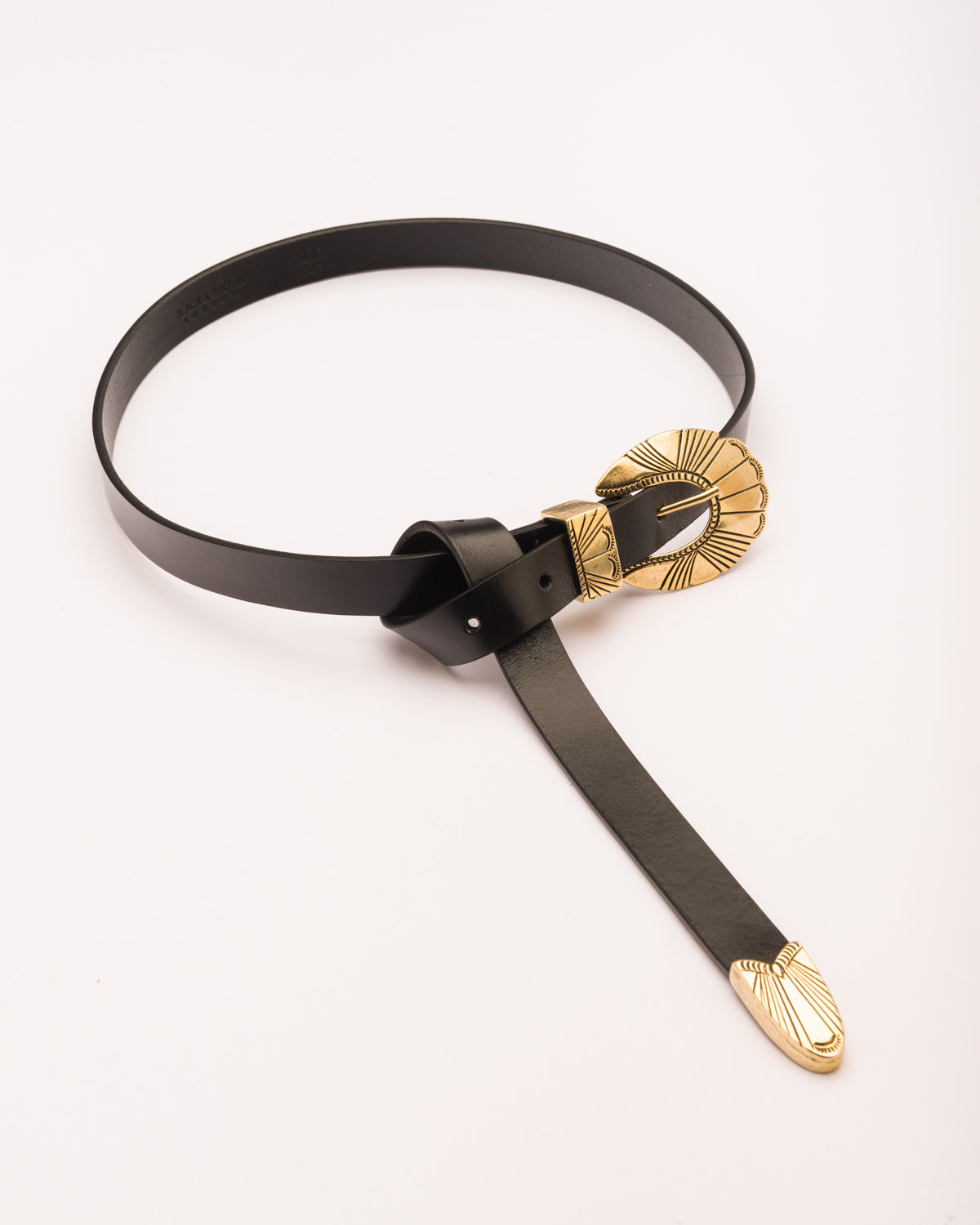 India black slim leather waist belt