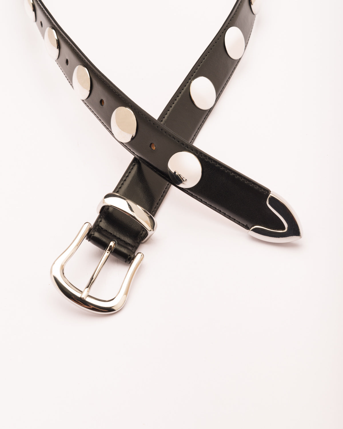 Black leather studded belt best sale