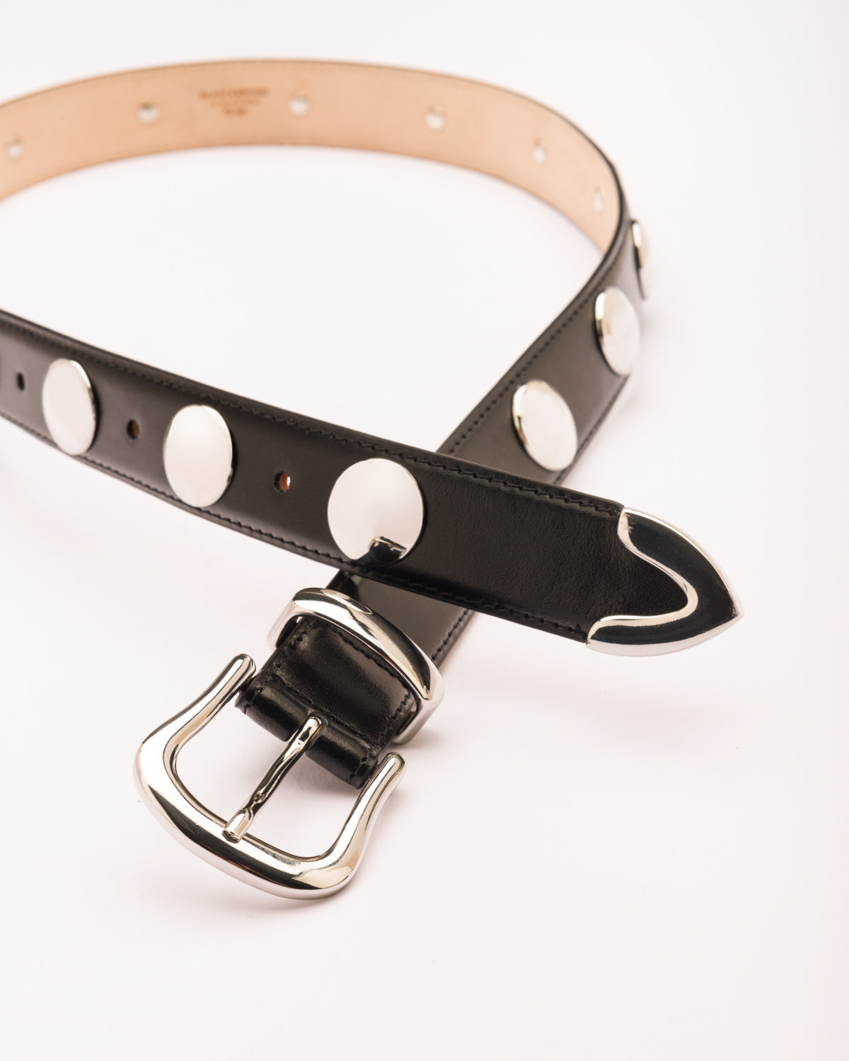 Lana silver studded black leather belt