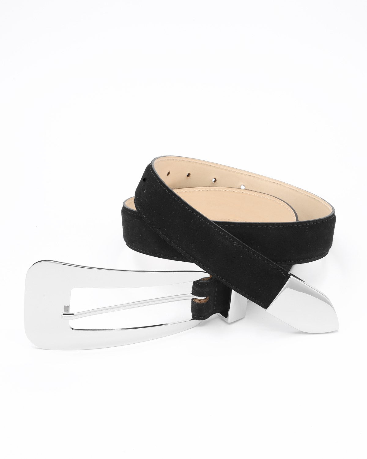 Astrid silver buckle suede waist belt