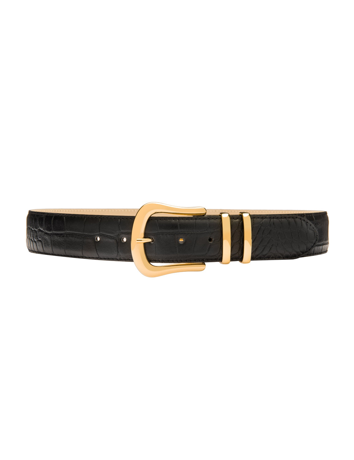Marina black croc leather waist belt