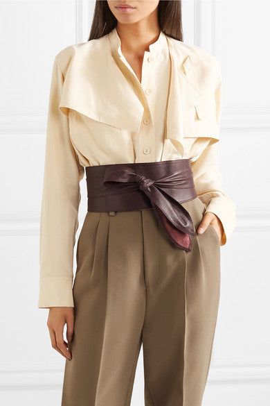Delilah nappa leather obi wrap waist belt