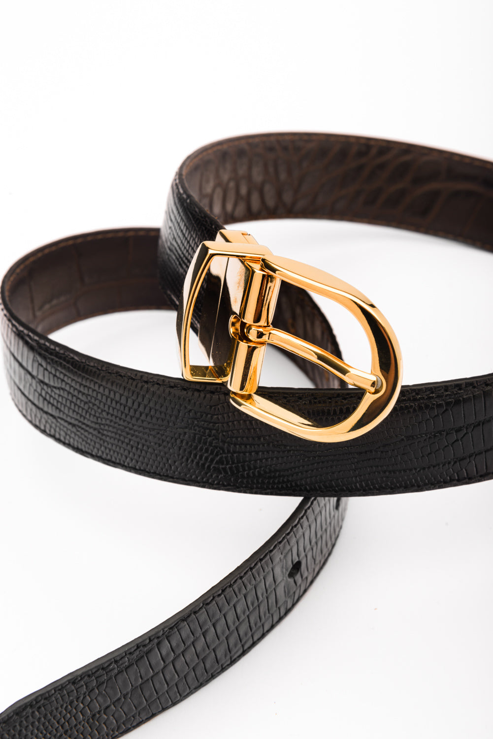 Hollie reversible animal print black leather belt