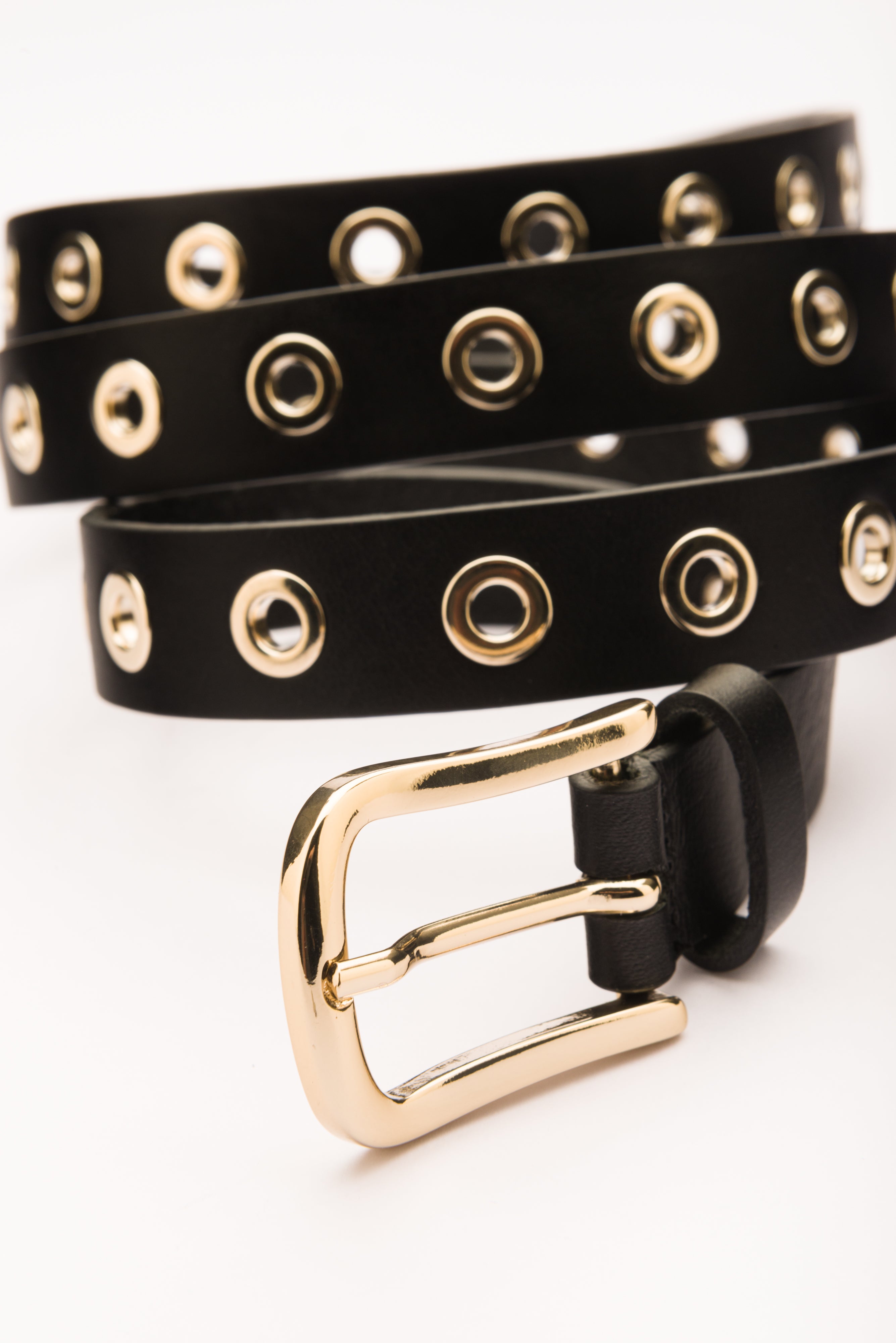 Jennifer eyelets double wrap waist leather belt