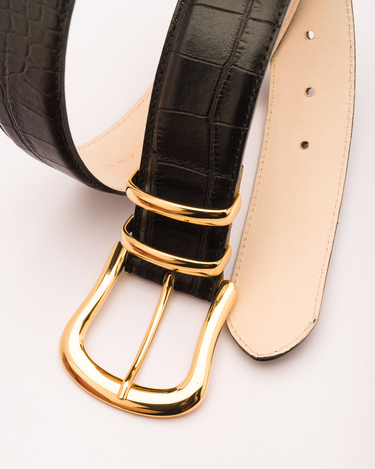 Marina black croc leather waist belt