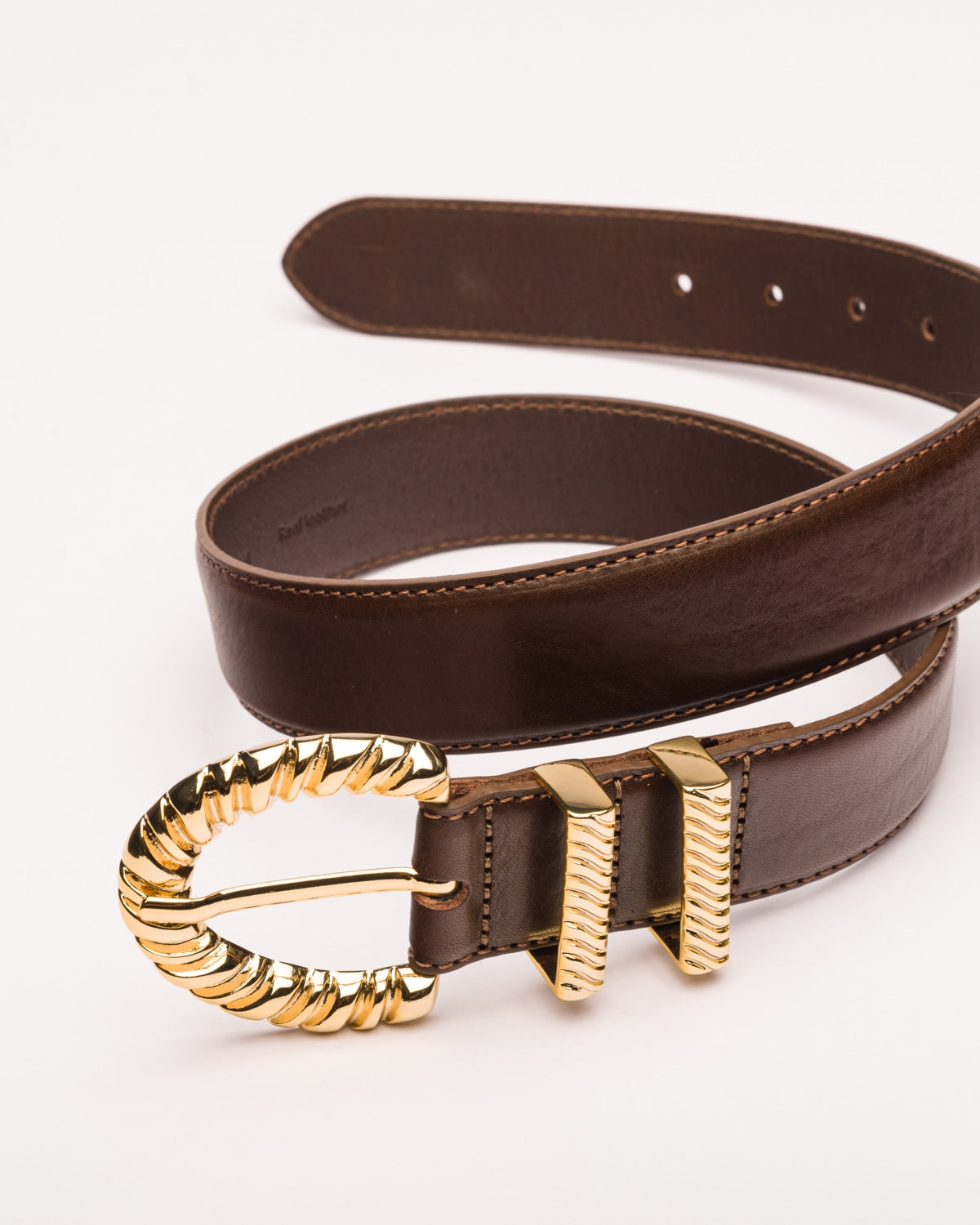 Lia brown leather waist belt