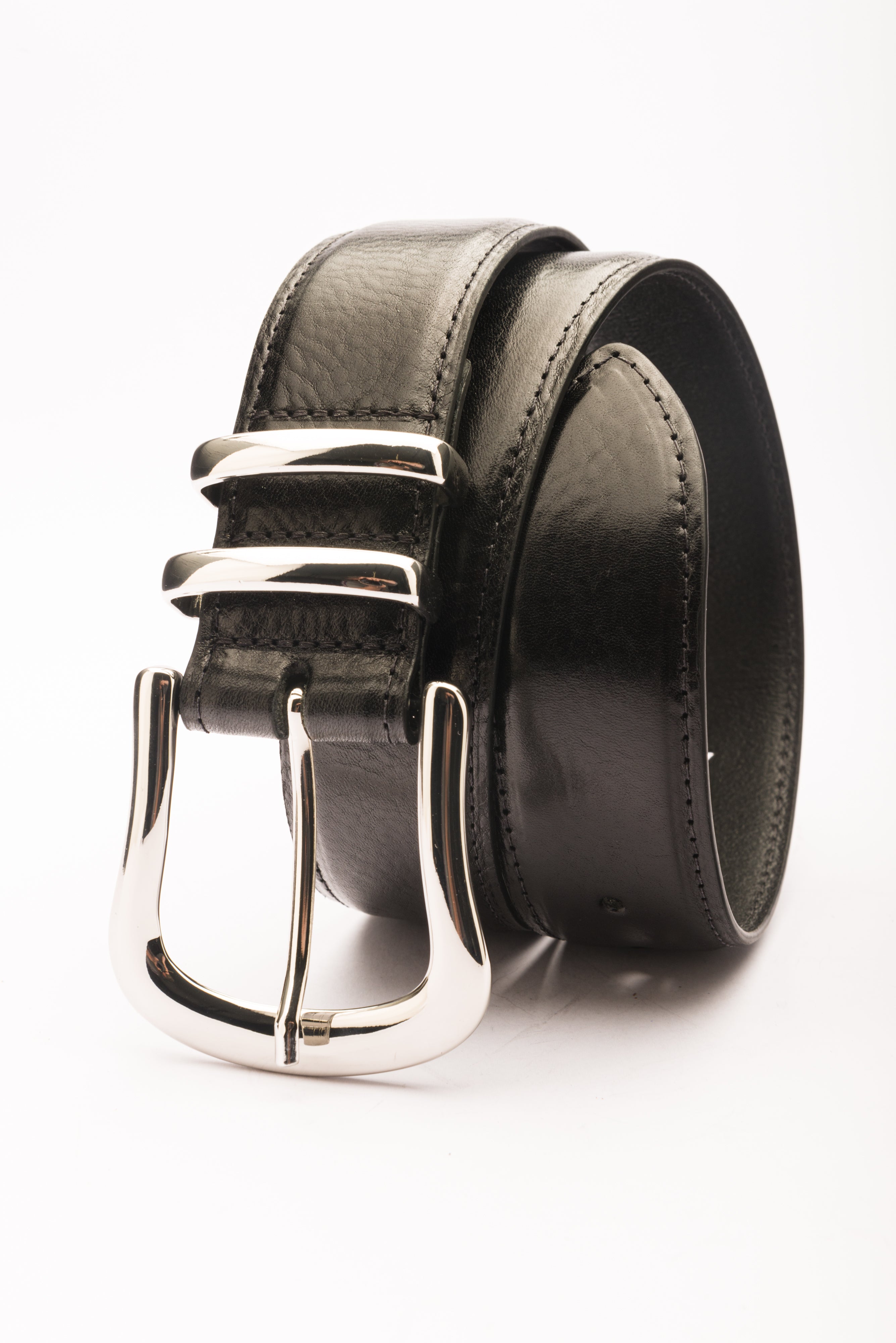 Marina silver buckle leather waist belt