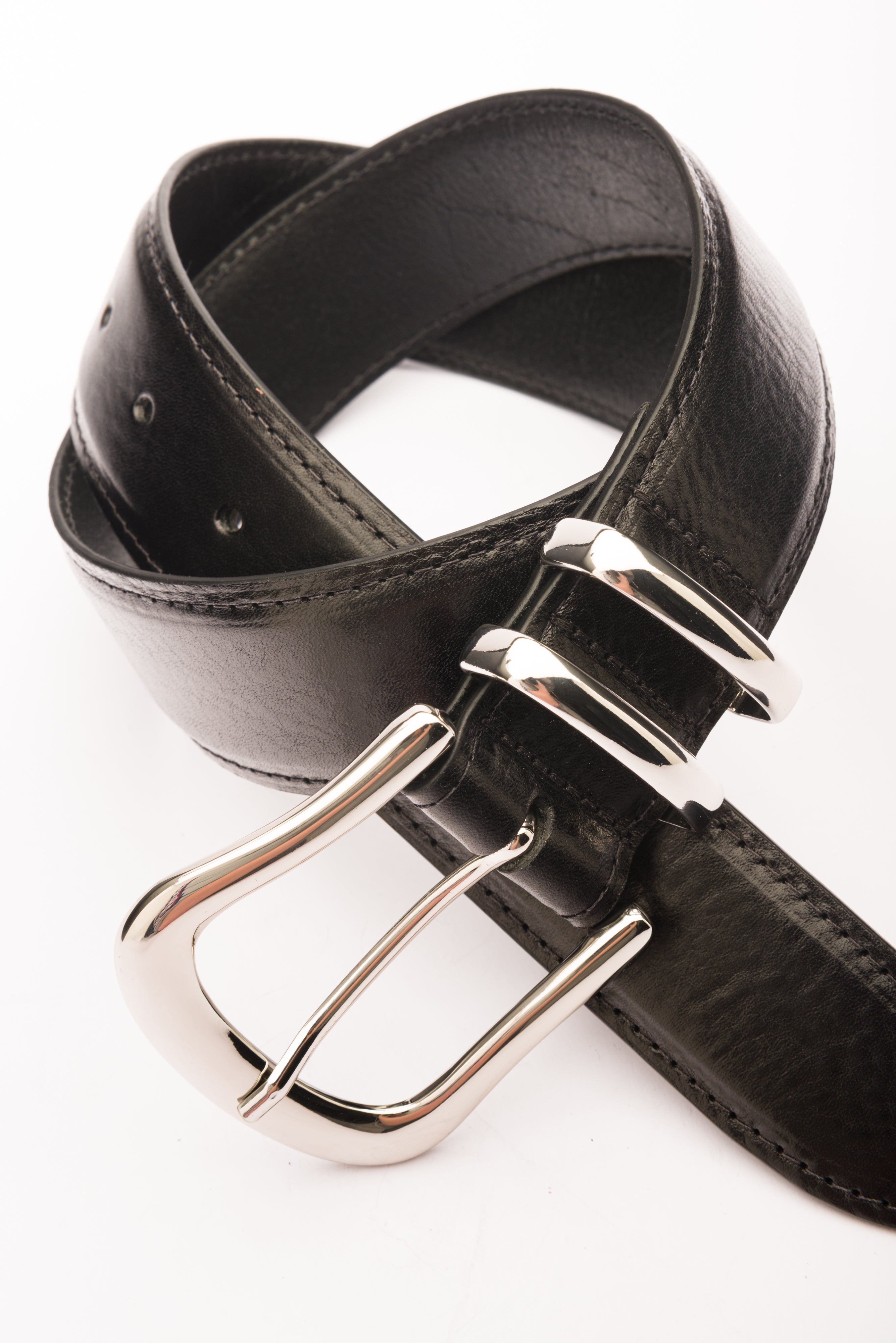 Marina silver buckle leather waist belt