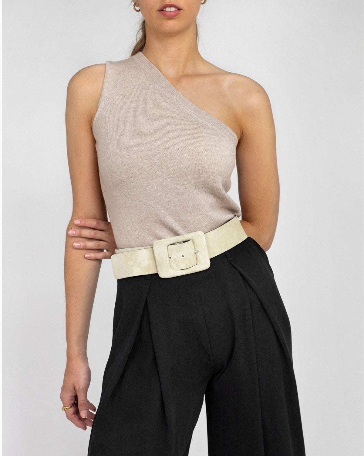 Ava sand suede waist belt