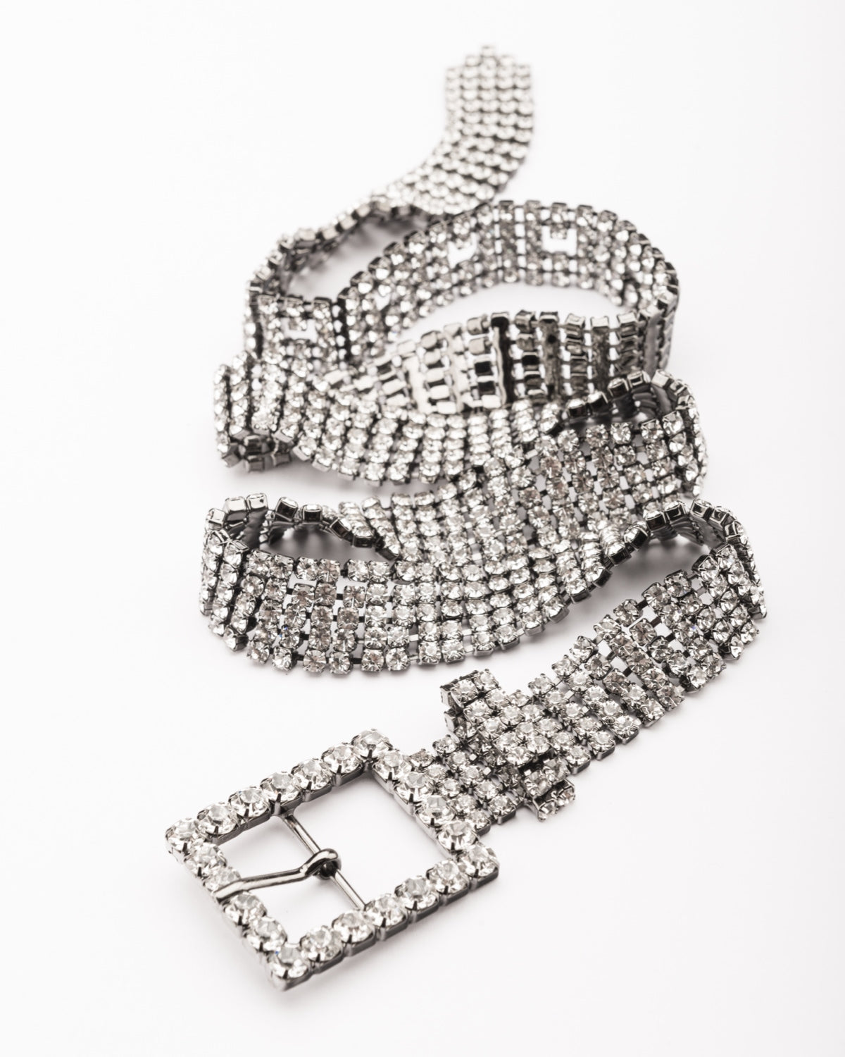 Dayna crystal silver metal belt