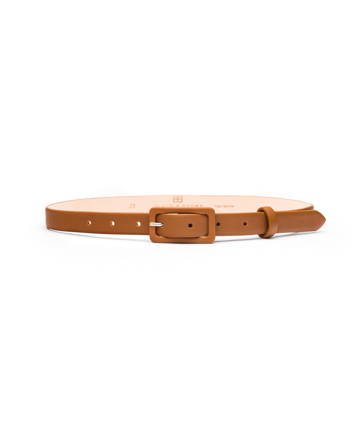 Hailey tan skinny leather belt
