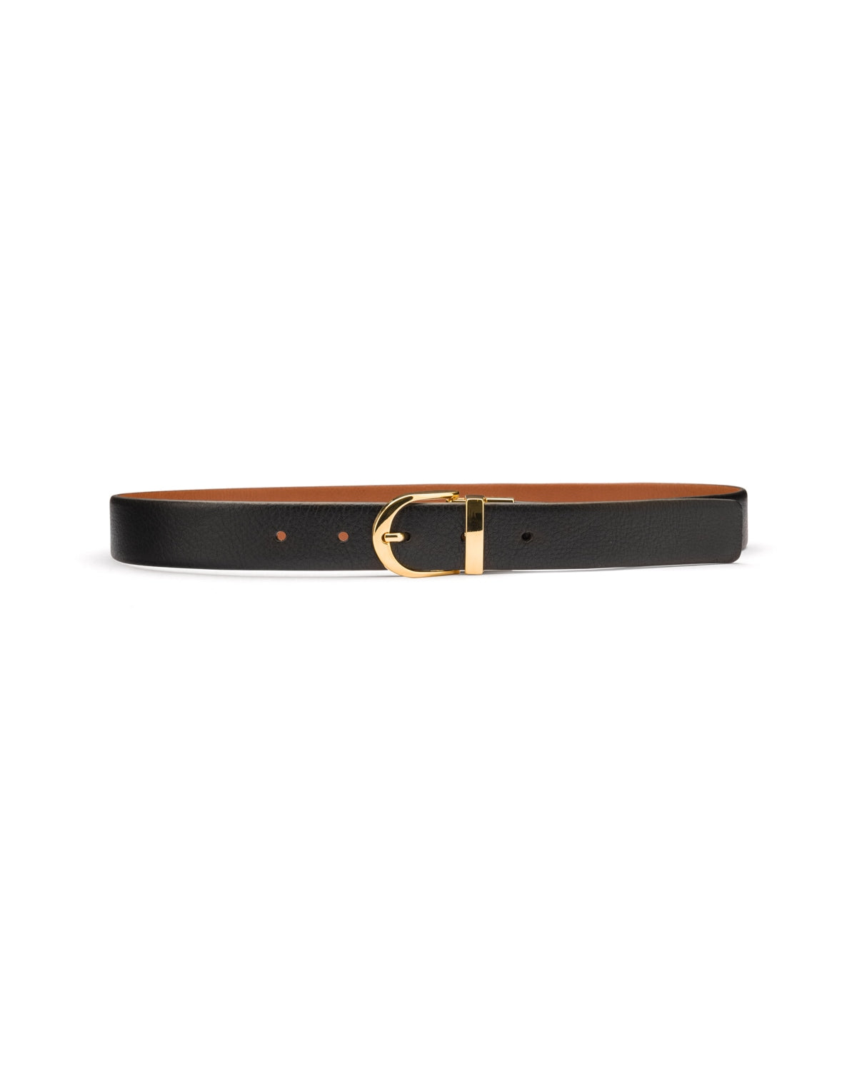 Hollie reversible black leather belt