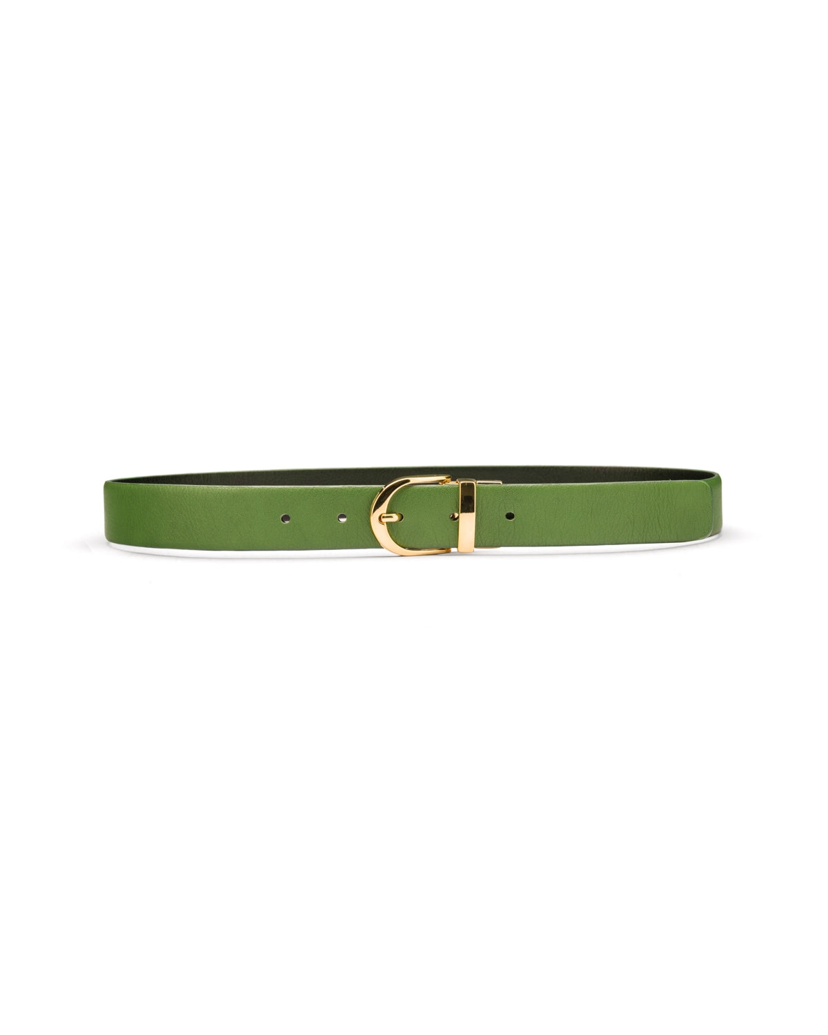 Hollie reversible green leather belt