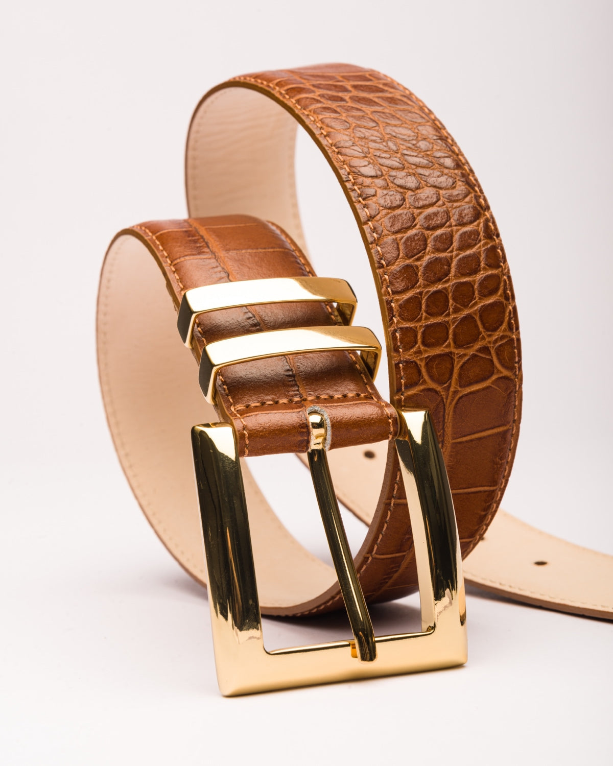Ida croc print leather belt