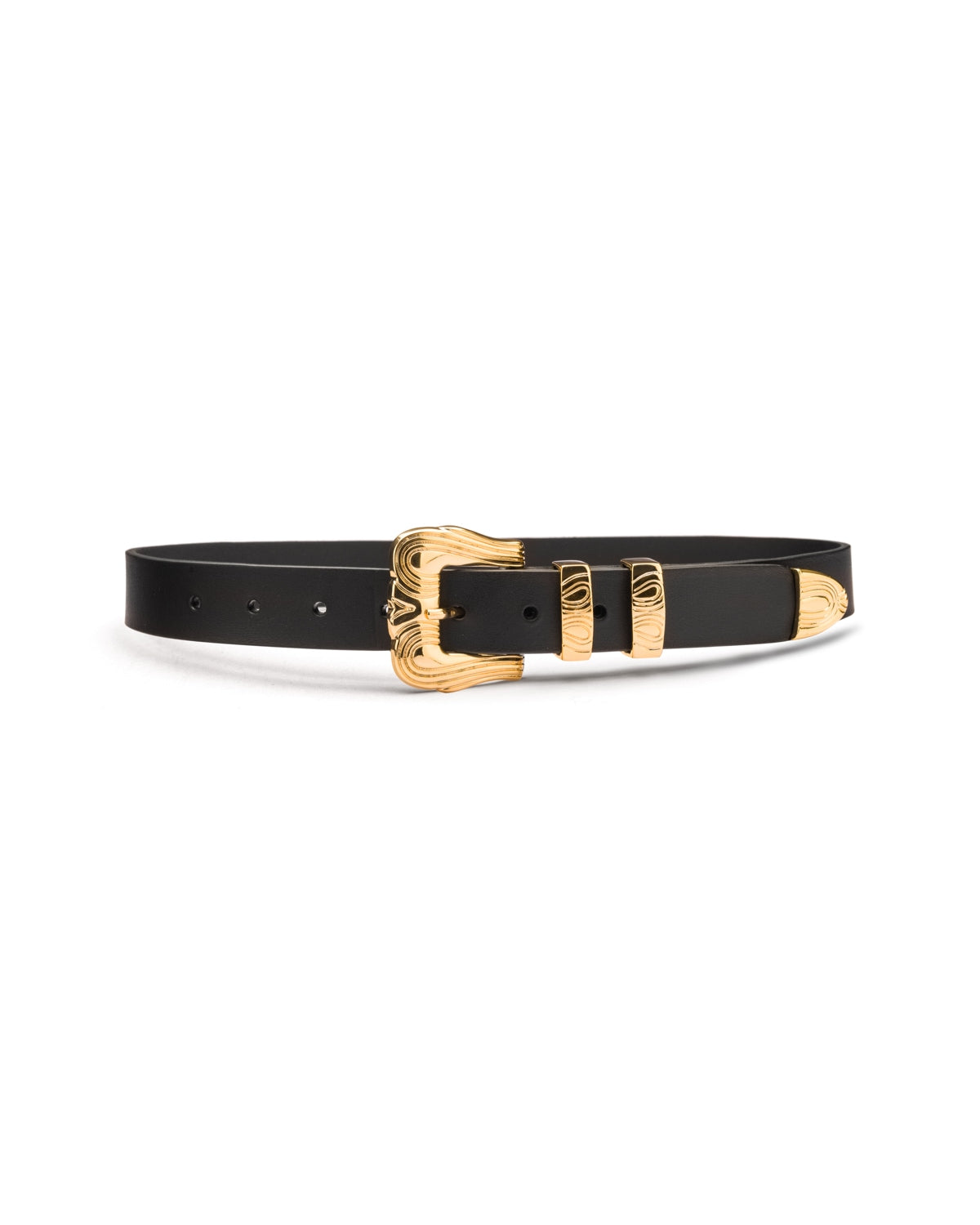 India black leather waist belt