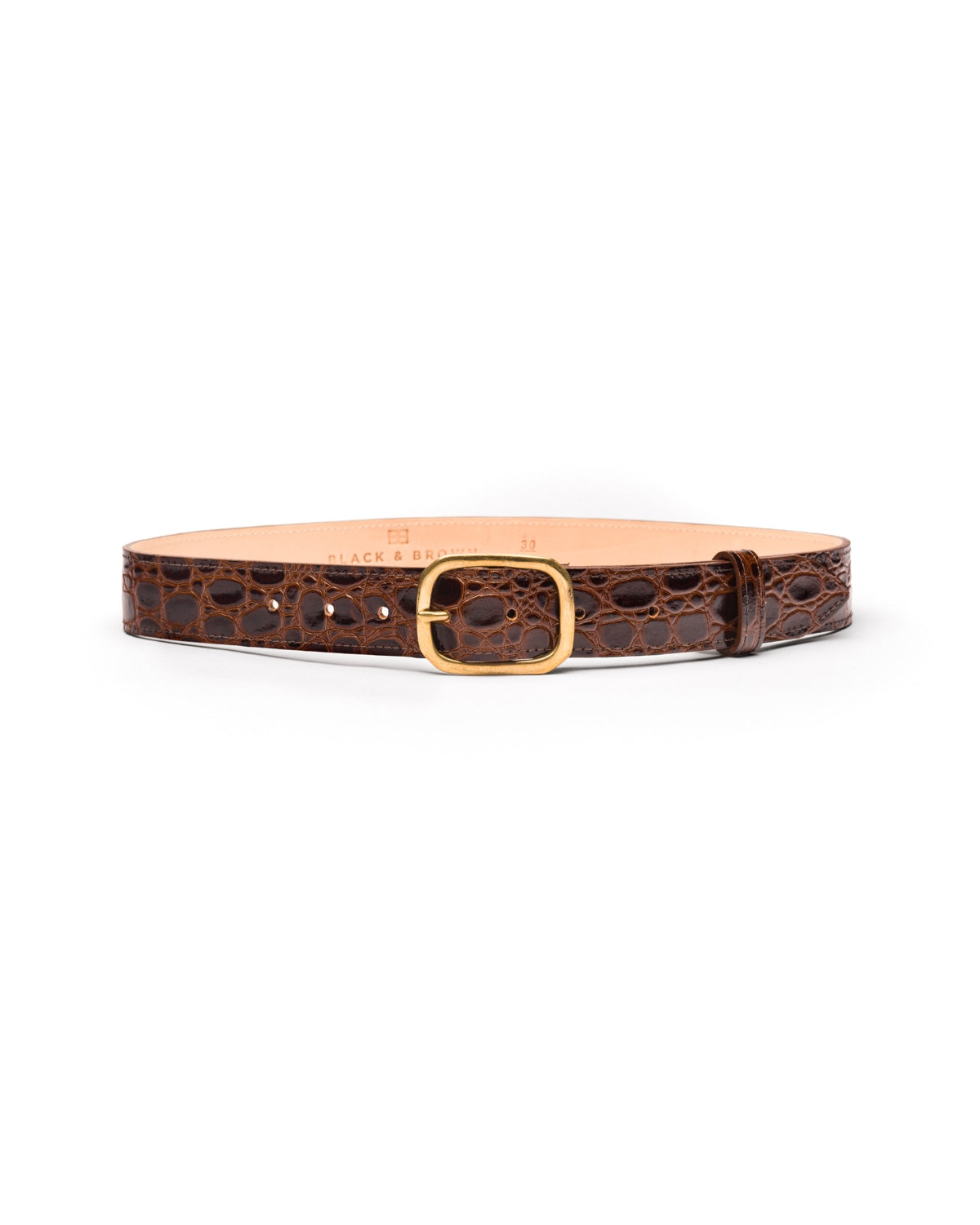 Isabella brown croc leather waist belt