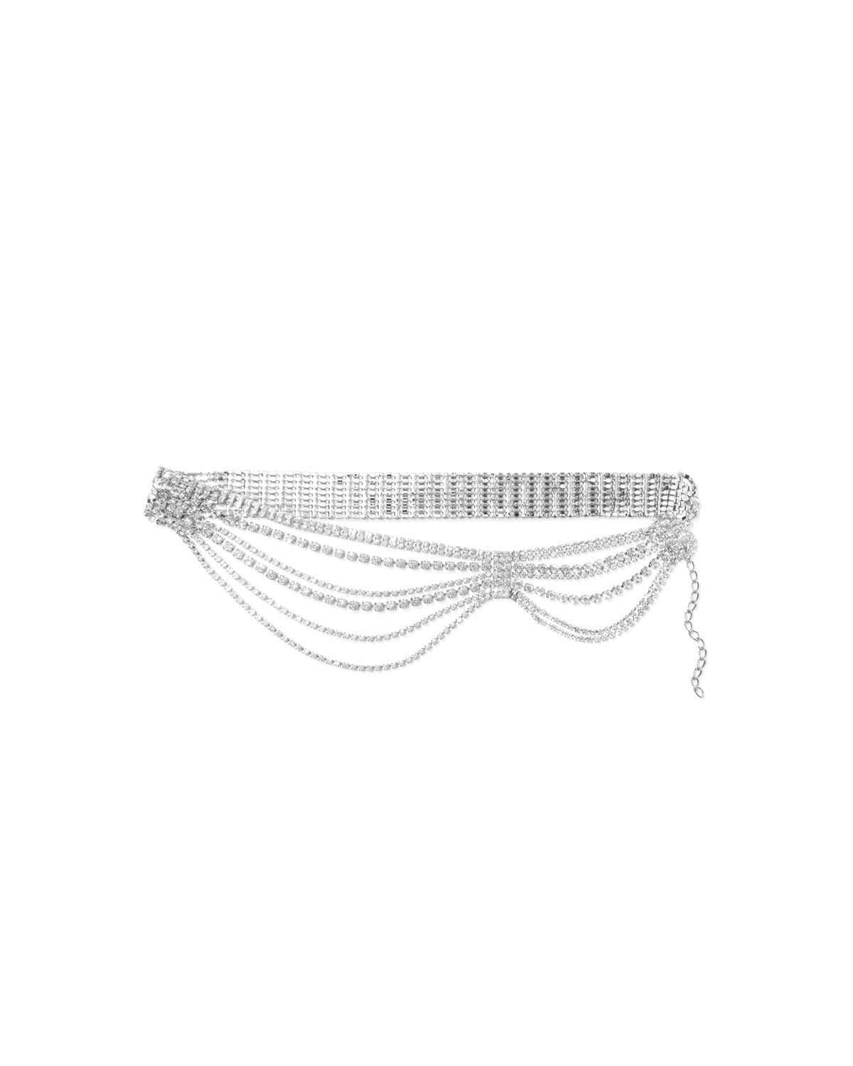 Jessie draped crystal silver metal belt