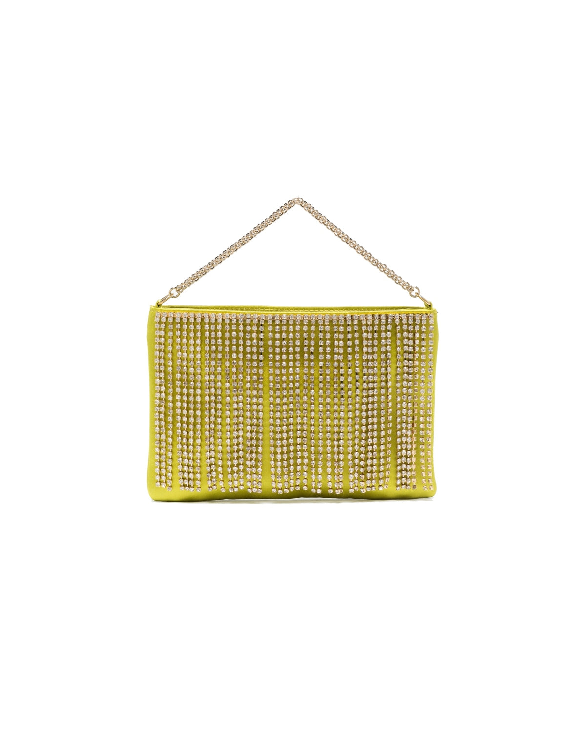 Katie crystal fringe green clutch