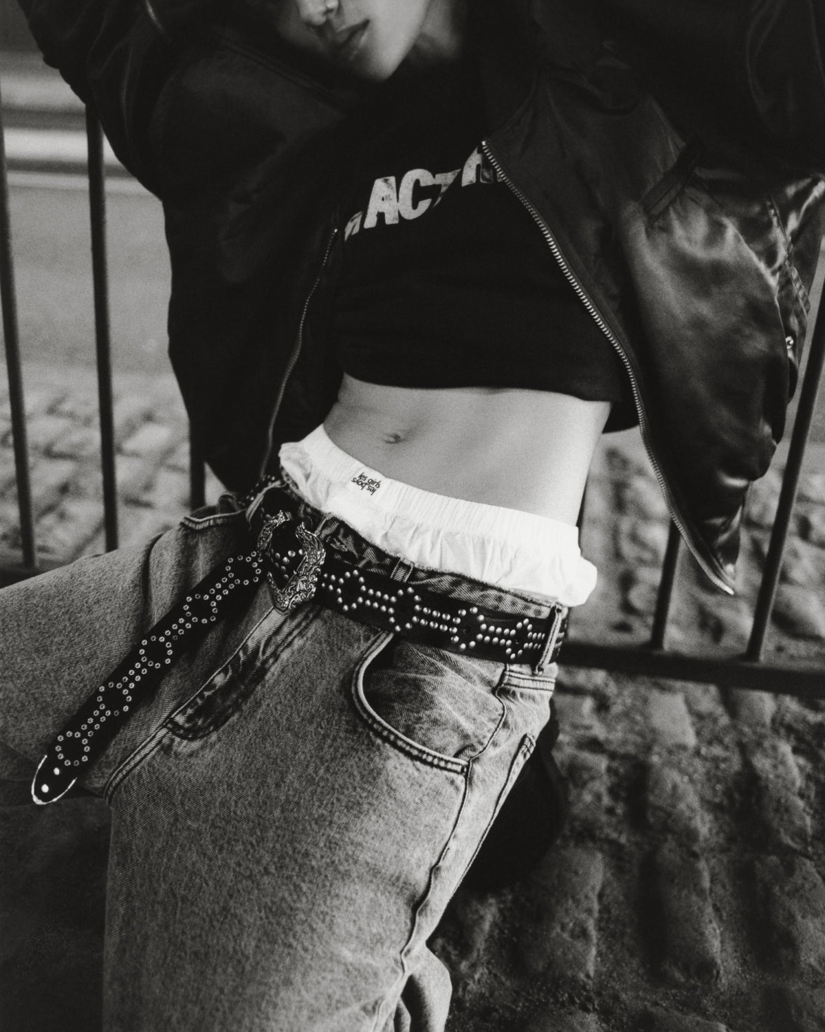 Lara western studded black jeans belt