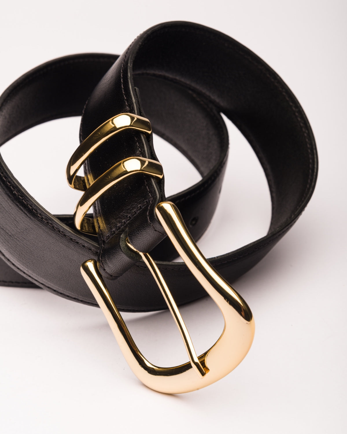 Marina black leather waist belt
